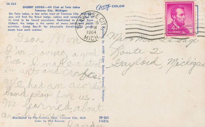 Twin Lakes Park (Gilbert Lodge) - Vintage Postcard (newer photo)